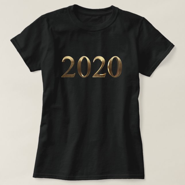 Camiseta Feliz Año Nuevo 2020 Elegantes números dorados fal (Diseño del anverso)