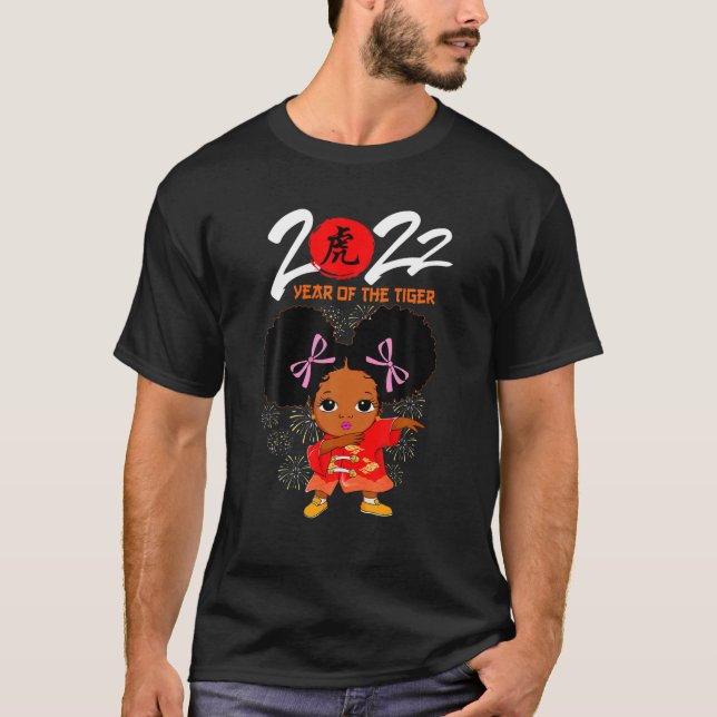 Camiseta Feliz Año Nuevo 2022 Chica negro niño Fiesta de la (Anverso)