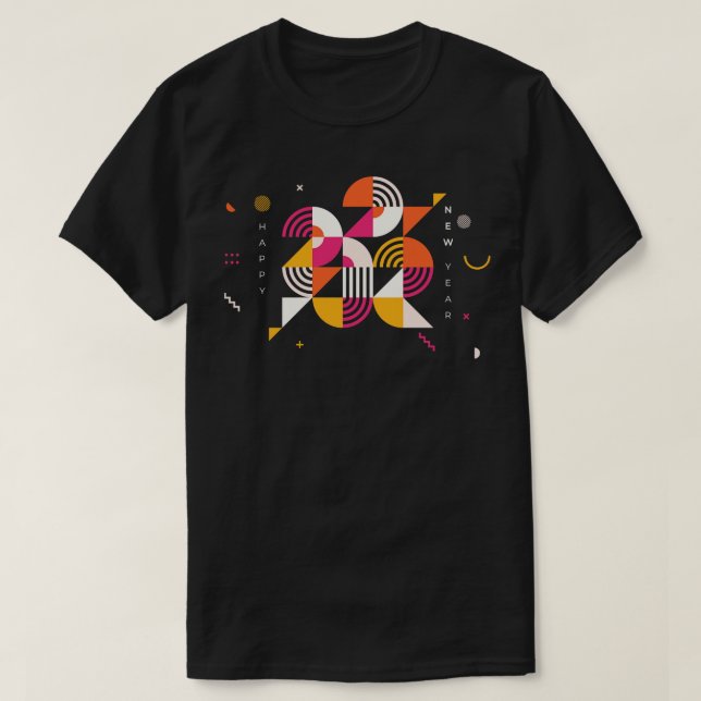 Camiseta Feliz Año Nuevo 2022 Diseño Geométrico Moderno 3 (Diseño del anverso)