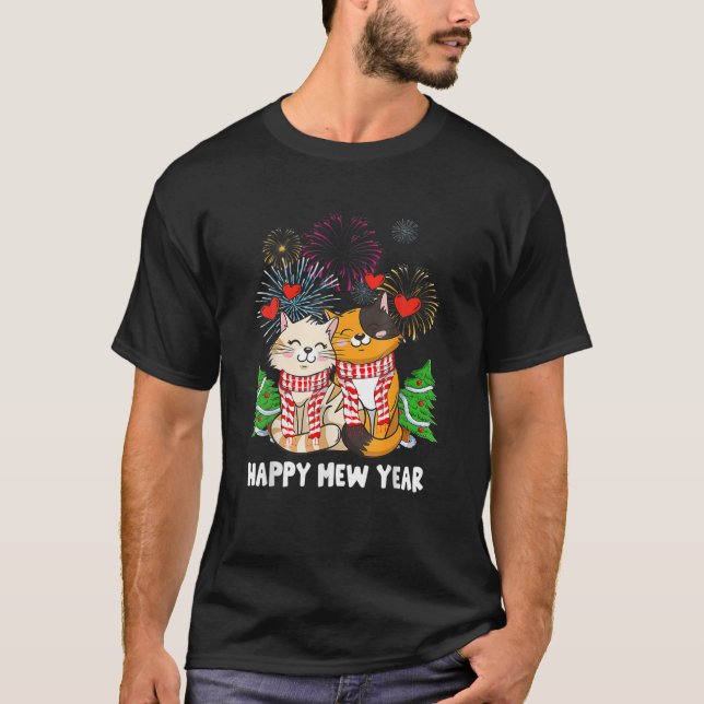Camiseta Feliz Año Nuevo 2022 Funny Cat Fiesta de Nocheviej (Anverso)