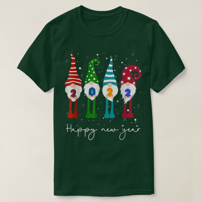 Camiseta Feliz Año Nuevo 2022 Gnome Xmas Familia (Diseño del anverso)