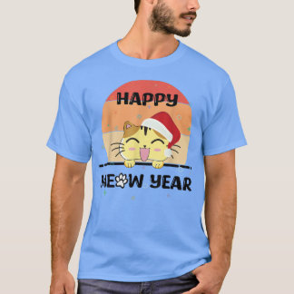 Camiseta feliz año nuevo 2023 con gato gracioso