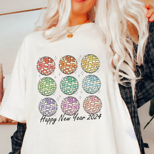 Camiseta Feliz Año Nuevo 2024 Disco Ball Año Nuevo