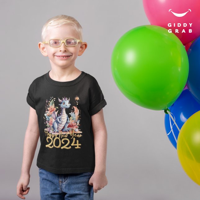 Camiseta Feliz Año Nuevo 2024 Dragón chino negro (Subido por el creador)