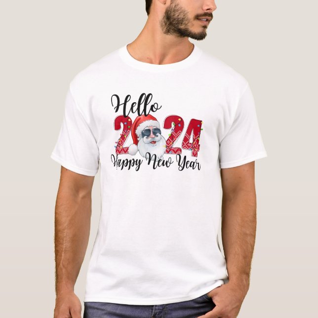 Camiseta Feliz Año Nuevo 2024 Feliz Papá Noel (Anverso)