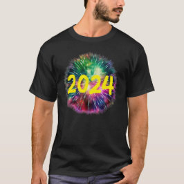 Camiseta Feliz Año Nuevo 2024, fuegos artificiales