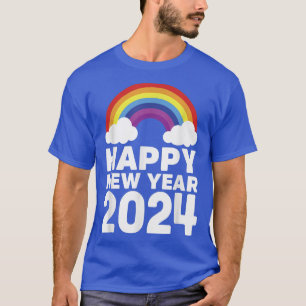 Camiseta Feliz Año Nuevo 2024 nubes arco iris lunar chino H