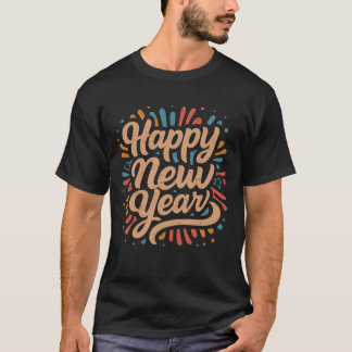 Camiseta Feliz Año Nuevo 2024 Tipografía retro