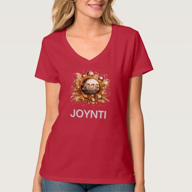 Camiseta Feliz año nuevo 2025 a las mujeres (Anverso)