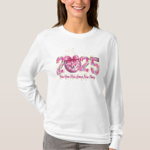 Camiseta Feliz Año Nuevo 2025, Coqueta Rosa Bow Png