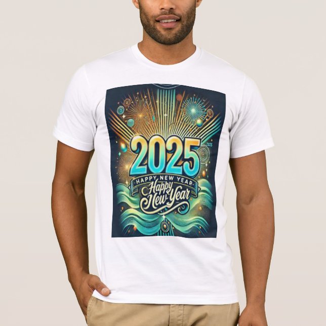 Camiseta Feliz Año Nuevo 2025 Diseño moderno y elegante par (Anverso)