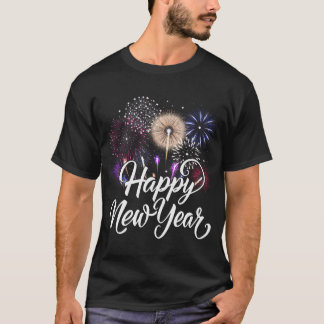 Camiseta Feliz Año Nuevo 2025 Fuegos Artificiales Fiesta De