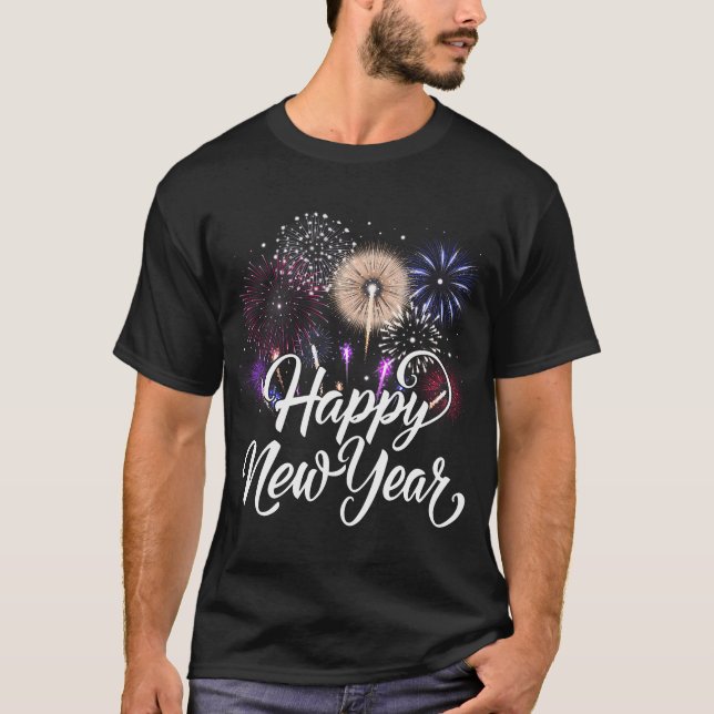 Camiseta Feliz Año Nuevo 2025 Fuegos Artificiales Fiesta De (Anverso)