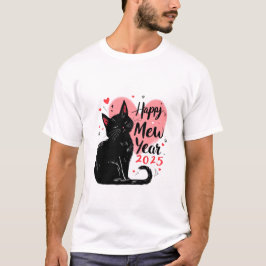 Camiseta Feliz Año Nuevo 2025 Gracioso Año Nuevo Gato