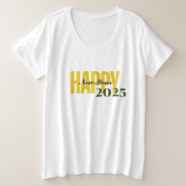 Camiseta "Feliz Año Nuevo 2025" para mujeres de ta (Anverso del diseño)