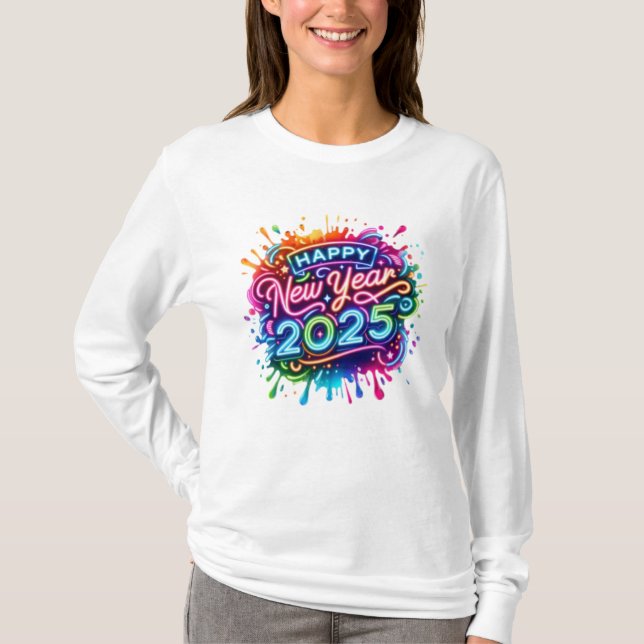 Camiseta Feliz Año Nuevo 2025 Png, diseño de sublimación (Anverso)