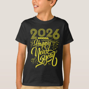 Camiseta Feliz Año Nuevo 2026 Cargando fuegos artificiales 