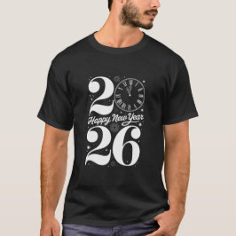 Camiseta Feliz Año Nuevo 2026 Cuenta Regresiva del Reloj de