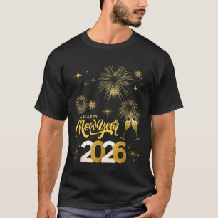 Camiseta Feliz Año Nuevo 2026 Fiesta Fuegos Artificiales Fa