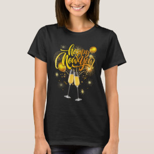 Camiseta Feliz Año Nuevo 2026 Fuegos artificiales de Confet