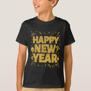 Camiseta Feliz Año Nuevo 2026 Fuegos artificiales de Confet