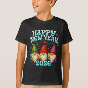 Camiseta Feliz Año Nuevo 2026 Regalo de Fiesta Gnomo Lindo