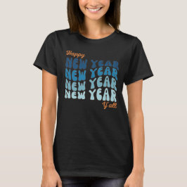 Camiseta Feliz Año Nuevo a las mujeres retro groovy