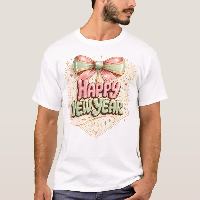 Camiseta Feliz Año Nuevo Arcoiris Festivo (Anverso)