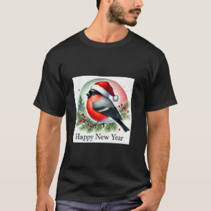 Camiseta Feliz Año Nuevo Bird Shirch Bullfinch Birdwatcher 