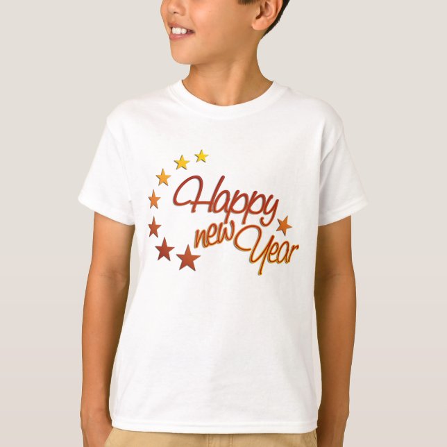 Camiseta Feliz Año Nuevo con estrellas (Anverso)