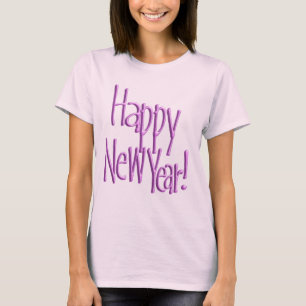 Camiseta Feliz Año Nuevo con texto rosa