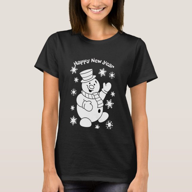 Camiseta Feliz Año Nuevo de un caprichoso hombre de nieve (Anverso)