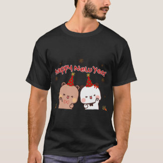 Camiseta Feliz Año Nuevo Dudu Bear Y Bubu Panda