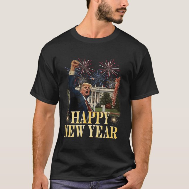 Camiseta Feliz año nuevo Fiesta 2025 Trump 2024 (Anverso)