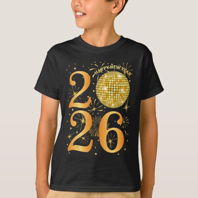 Camiseta Feliz año nuevo, fuegos artificiales 2026, parte d (Anverso)