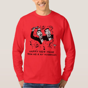 Camiseta "Feliz Año Nuevo gay retra de mí y de mi marido "