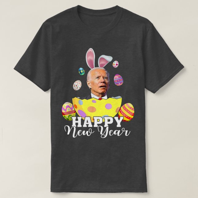 Camiseta Feliz Año Nuevo Gracioso Joe Biden Vint de vacacio (Diseño del anverso)