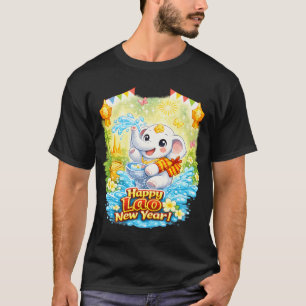 Camiseta Feliz Año Nuevo Lao – Elefante Blanco Adorable Pi