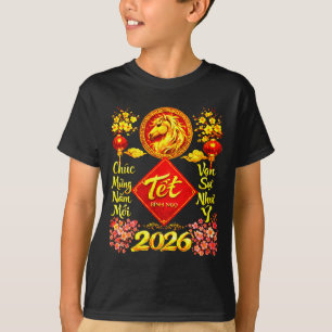 Camiseta Feliz Año Nuevo Lunar 2026 Año del Caballo Tet Ng
