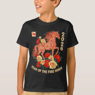 Camiseta Feliz Año Nuevo Lunar Chino Del Caballo 2026 Niño