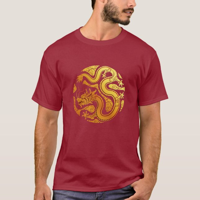 Camiseta Feliz año nuevo lunar chino DRAGON Burgundy Red (Anverso)