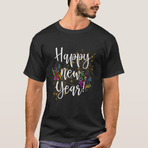 Camiseta Feliz Año Nuevo Nove Py Fuegos artificiales Confet