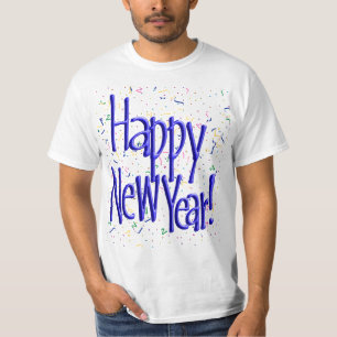 Camiseta Feliz Año Nuevo Texto Azul