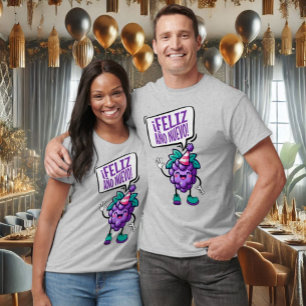 Camiseta Feliz Año Nuevo Uvas Español Feliz Año Nuevo