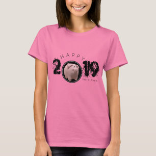 Camiseta Feliz Año PIg 2019 Original 3D Woman Tee