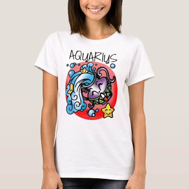 Camiseta Feliz Aquarius Purple Personalizado Vase agua derr (Anverso)
