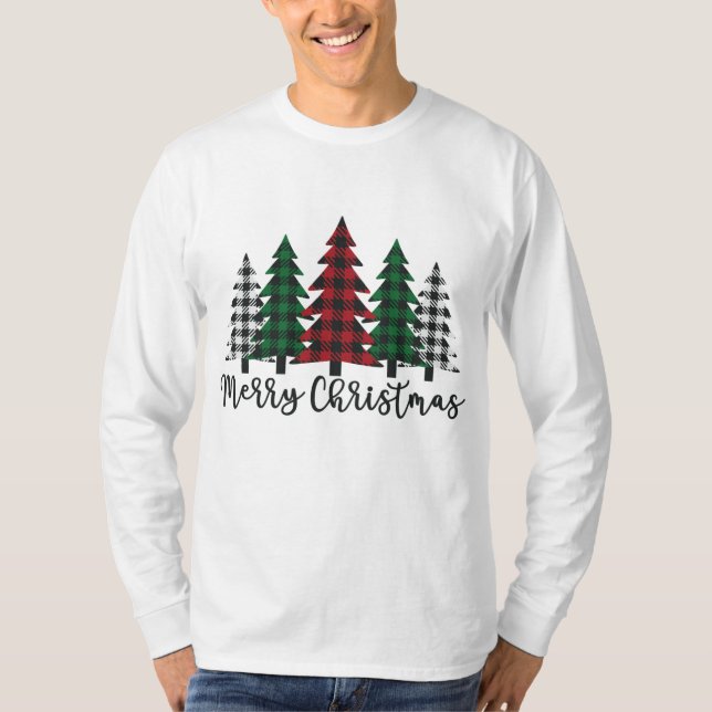Camiseta Feliz Árbol de Navidad Búfalo Plantado Verde Blanc (Anverso)