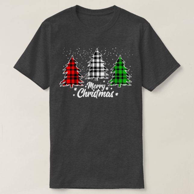 Camiseta Feliz Árbol de Navidad Búfalo Plantado Verde Blanc (Diseño del anverso)