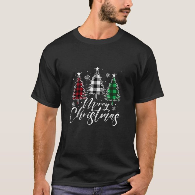 Camiseta Feliz Árbol de Navidad Búfalo Plantado Verde Blanc (Anverso)