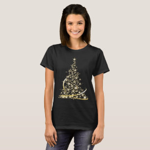 Camiseta Feliz árbol de navidad chispeante del oro